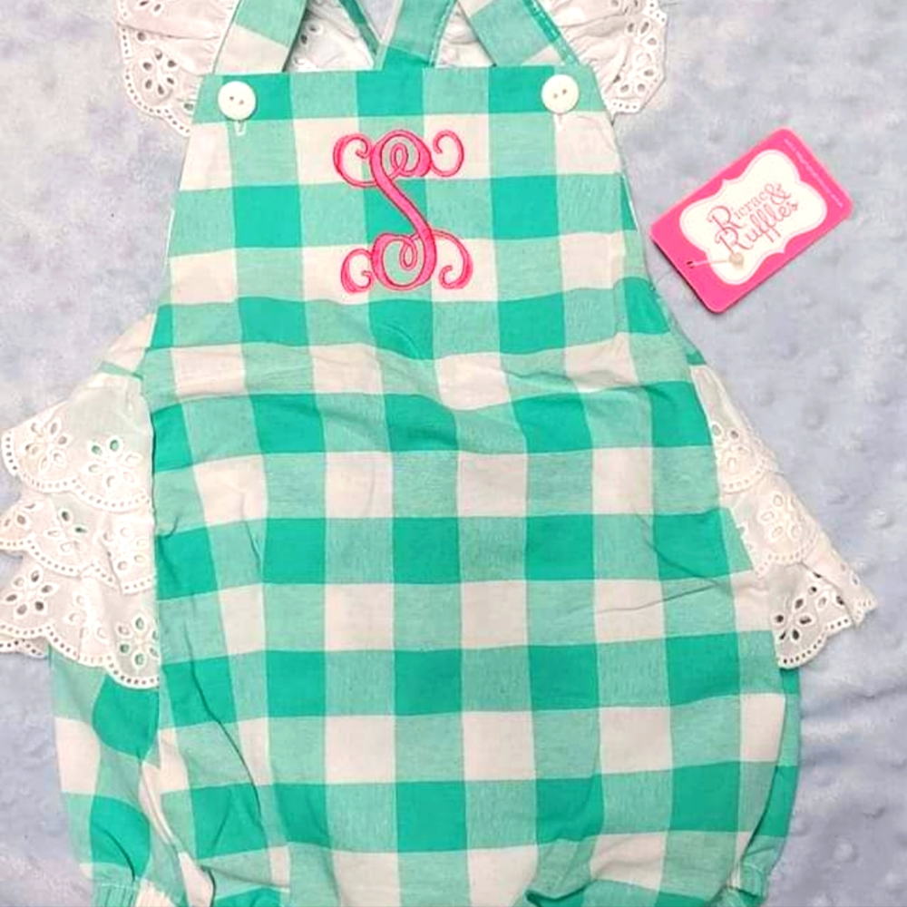 RicRac Ruffles 6/9mth Monogrammed S